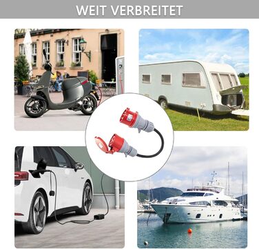 Перехідник CEE з вилки 32A на розетку 16A із захисною кришкою, 3-фазний 5-контактний роз&39єм CEE для зарядного пристрою електромобілів, промисловий P34542