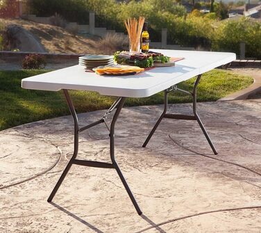 Прямокутний розкладний стіл Lifetime, білий, гранітний вигляд, 185 x 76 x 74 см (92105)