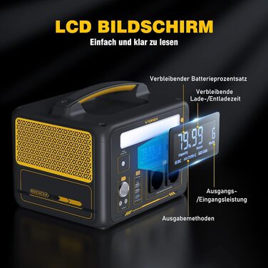 Портативна електростанція VTOMAN Jump 600X 600 Вт - сонячний генератор 299 Втгод на акумуляторах LiFePO4 з двома акумуляторами по 600 Вт (пікова потужність 1200 Вт), можливістю розширення для кемпінгу, автофургонів, екстреного використання DE-Jump600X-1