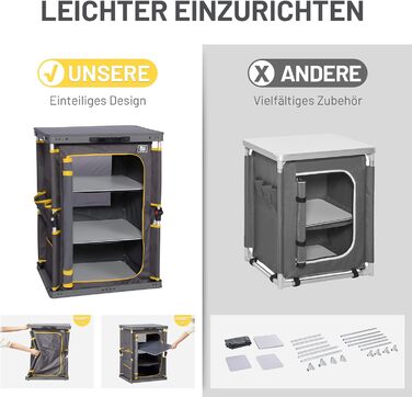 Складана кемпінгова шафа TIMBER RIDGE, розкладна кемпінгова кухня, автомобільна розкладна шафа, кухонний ящик, розкладна шафа, універсальний портативний з сумкою для перенесення, сірий