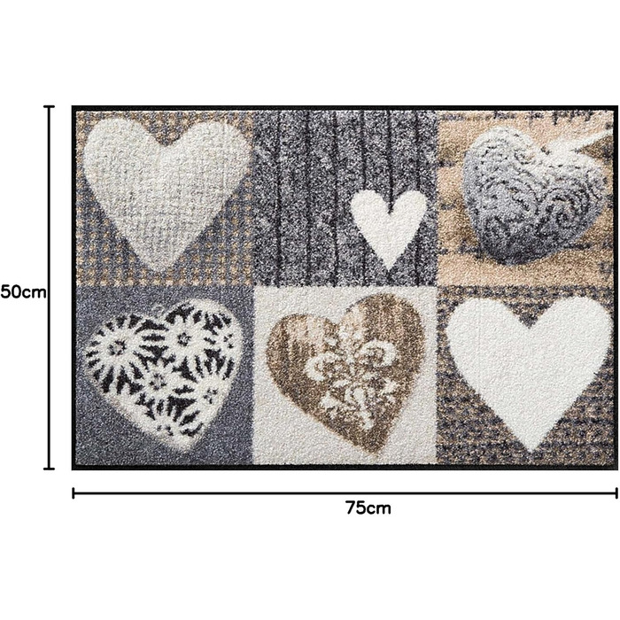 Килимок для входу та вітальні Salonloewe ALPENGLCK Hearts 50 x 75 см - Килимок для входу та килимок для очищення 50 x 75 см (прямокутний)
