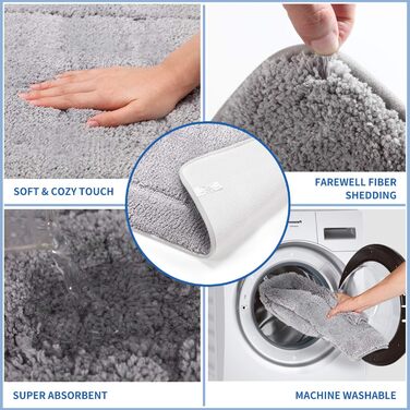 Набір з 2 килимків для ванної SOANNY, нековзний килимок для ванної з мікрофібри високої щільності, килимок для ванної 53x86 см та