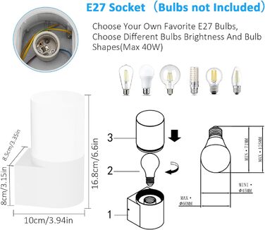 Зовнішні настінні світильники E27 розетка зовнішнє освітлення, настінні світильники зовнішнє/внутрішнє, зовнішнє світло IP65, алюм