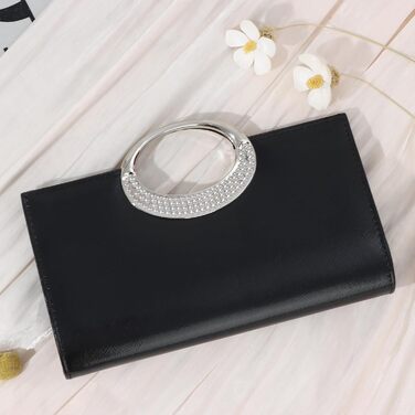 Чорне клатч-зімкнення зі знімним ланцюжком. Елегантна жіноча сумочка для вечірок, весіль, вечер та повсякденного використання.