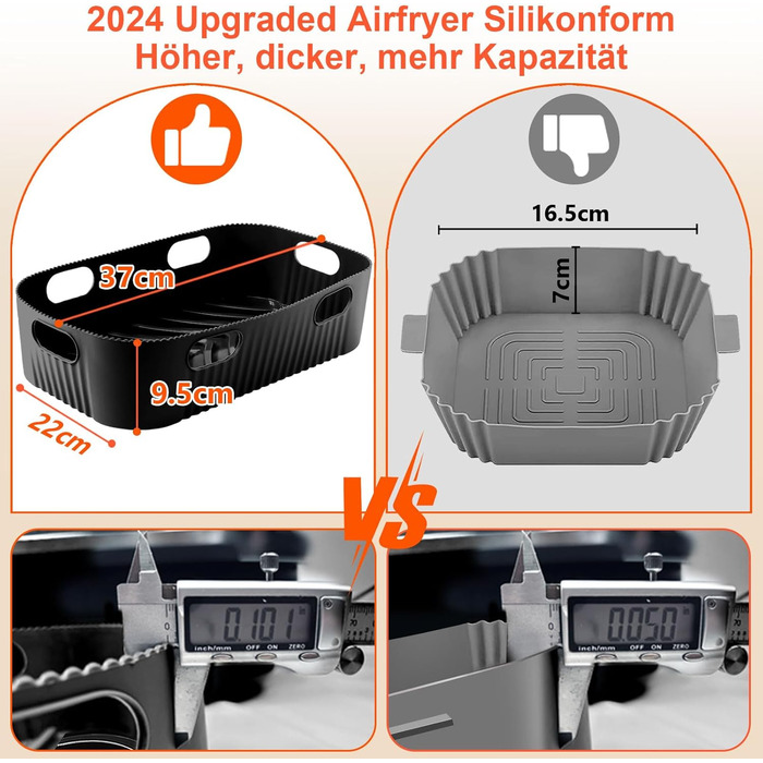 Силіконова форма для фритюрниці 3 шт. для Ninja AF500EU, аксесуари для фритюрниці Ninja Foodi Flexdrawer 10.4 л AF500DE, багаторазова фритюрниця з силіконовою формою, аксесуари для фритюрниці Ninja (чорна) 3 шт. (1 x 10.4 л 2 x 5.2 л) чорний