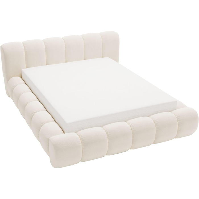 Ліжко GRAINGOLD Doria 180x200, М&39яке ліжко з ящиком для зберігання, Велюр, з рейковим каркасом, з узголів&39ям, без матраца (Кремовий, 180x200) Кремовий 180x200