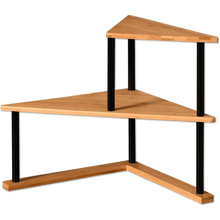 Кухова кутова полиця з 2 полицями, матеріал бамбук, розміри Ш 52 x В 39 x Г 29,5 см, колір натуральний, чорний 58808