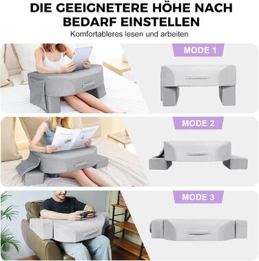 Подушка для читання на колінах Babenest 26D Sponge Play, регульована по висоті подушка для книг з боковими кишенями для зберігання, подушка для колінного столу для дорослих, місце на ліжку, підлозі, дивані (оксамит)