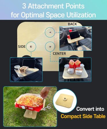 Піднос 2-в-1 автомобільний піднос для їжі, дерев'яні автомобільні підноси для їжі в припаркованому автомобілі, автомобільний стіл для ноутбука, автомобільний піднос з підставкою для напоїв для автоподорожей