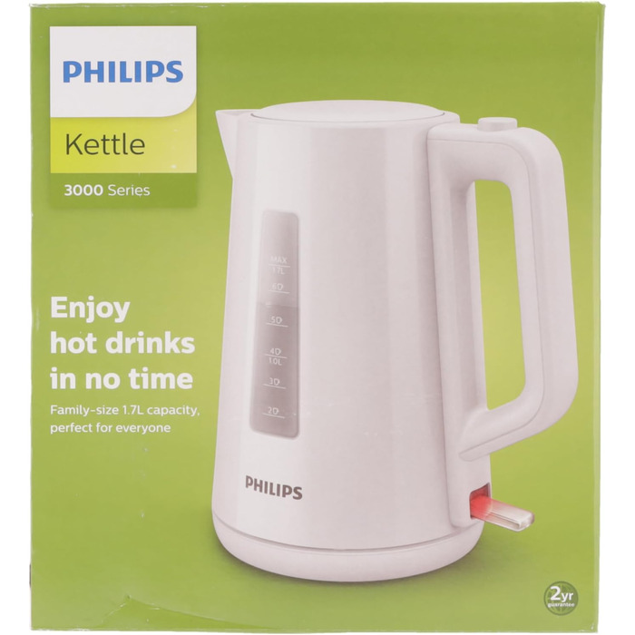 Чайник Philips, об'єм 1,7 л, зі світловим індикатором, на підставці Пірует, білий (HD9318/00) Білий