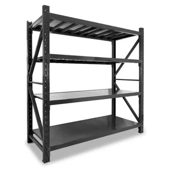 Надміцний стелаж/Стелаж для шин 200x60x200 см Вантажопідйомність 300 кг на полицю Металевий стелаж для зберігання Стелаж для підвалу/гаража 4 знімні полиці, чорний
