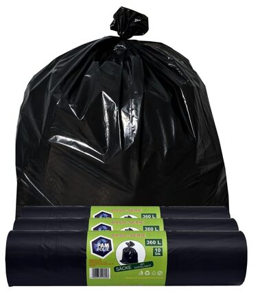 Універсальні сміттєві пакети 360 л - Комплект з 30 шт. - XXL Великі, міцні, товсті сміттєві пакети, базові - 120x150 см - 35 мкм - Чорні сміттєві пакети - Міцні сміттєві пакети - Регранульована плівка 360 л/35 мкм - Упаковка з 3 шт.