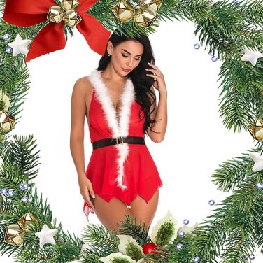 Сексуальний комплект ohmydear, сітчастий тюль, капюшон, глибоке декольте, пояс і стринги, червоний