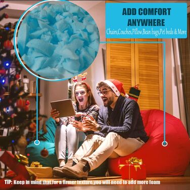 Кг білого натертого наповнювача з піни з пам&39яттю форми, мішки для сидіння, наповнювач з піни, подушки, лежанки для собак, стільці, подушки та вироби, з додаванням гелевих частинок, м&39які та 5 фунтів білого - Білий (Білий), 2,3