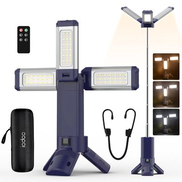 Телескопічний акумуляторний кемпінговий ліхтар ємністю 10000 мАг, 4000 лм, поворотні алюмінієві лопаті на 270, пульт дистанційного керування, водонепроникний IP45, тепле/біле/природне світло, кемпінговий ліхтар з регульованою колірною температурою
