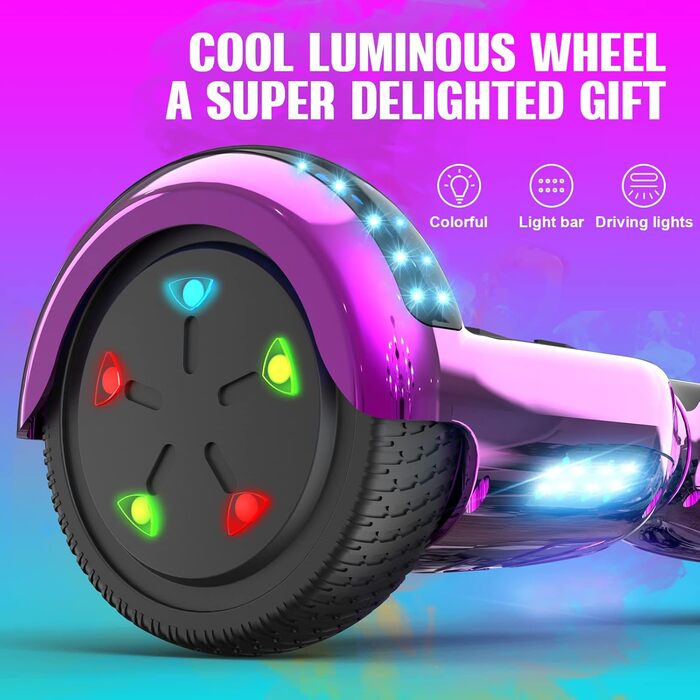 Гіроскутер GeekMe з сидінням – гіроскутери-карти з Bluetooth-динаміком та світлодіодними ліхтарями, подарунок для дітей, підлітків та дорослих, рожевий трояндовий