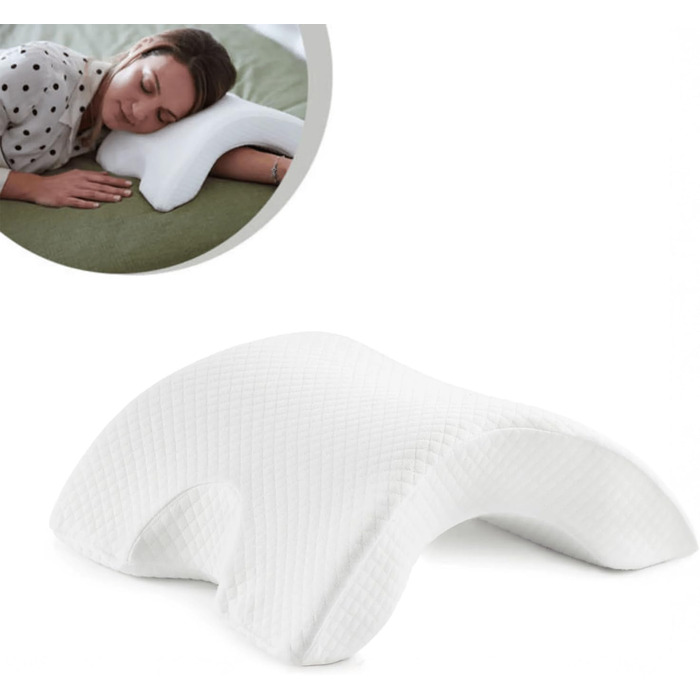 Ергономічна подушка для сну на боці з підлокітником, 26 x 30 x 12 см, охолоджувальний ефект, підтримка шиї та спини