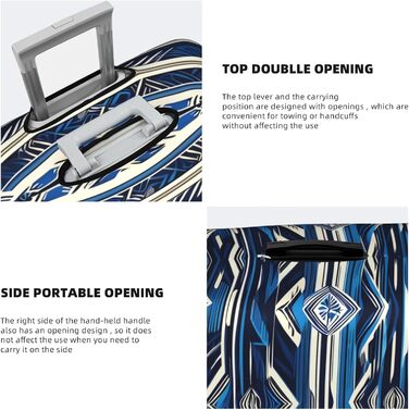 Чохол для валізи BREAUX з полінезійським маорійським орнаментом Блакитний сад (малий розмір)