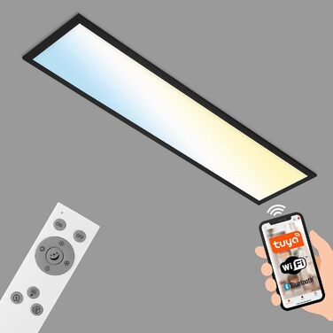 Розумна світлодіодна стельова панель BRILONER Smart Home, сумісна з Alexa, регулювання колірної температури (теплий-холодний білий), 100x25x6,6 см, чорна