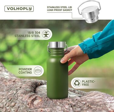 Пляшки для води Volhoply 500 мл, неізольовані, з одностінними стінками, 4 шт., спортивні пляшки для води з нержавіючої сталі з ручкою, без BPA, 18/8 304, багаторазові пляшки (мікс, 4 шт.) 4 мікс