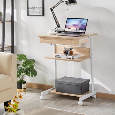 Комп&39ютерний стіл Yaheetech, офісні меблі, ПК-стіл, офісний стіл, робочий стіл з дерева та сталі з полицею та шухлядою, 79 x 56 x 51 см, дуб