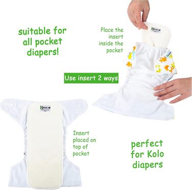 Набір з 5 вкладишів для підгузників, виготовлених з 100 бамбукових волокон, чотиришарові, можна прати. Антибактеріальні антиалерге
