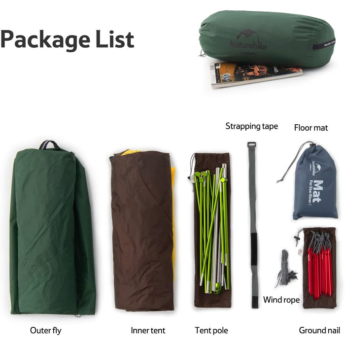 Намет Naturehike Star-River, двомісний намет на 2 особи, надлегкий намет, для походів, водонепроникний, для пішого туризму, кемпінговий намет, оливково-зелений