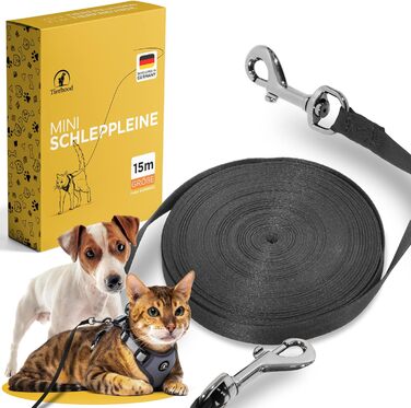 Висувний повідець Tierhood 5 м / 10 м / 15 м для котів та маленьких собак - Повідець для котів - Висувний повідець для маленьких собак - Висувний повідець для собак - Повідець для котів з петлею для руки - Довгий повідець для котів - Розмір 15 м
