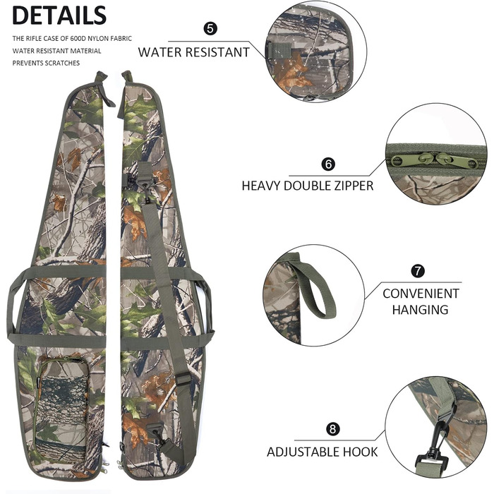 Сумка для гвинтівки AUMTISC 132 см – камуфляж, м’яка підкладка, для страйкболу, пневматики, полювання та стрільби