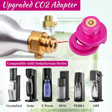 Швидкий адаптер LIAMERHE Split CO2 Швидкий адаптер для циліндра CO2 сумісний з Duo/Terra/Art/E-Duo/Crystal 3.0/Gaia Адаптер для трапецієподібної різьби Soda Stream TR21-4, F-QC3.0 з ущільнювальним кільцем