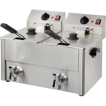 Електрична подвійна фритюрниця GastroHero ECO 1010 літрів зі зливним краном
