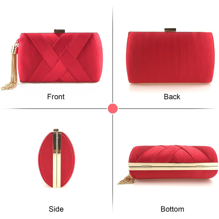 Елегантне сатеневе клатч-конверт для вечірок та особливих подій. Червона вечірня сумочка з пензликом для коктейлів, весіль та випускних.
