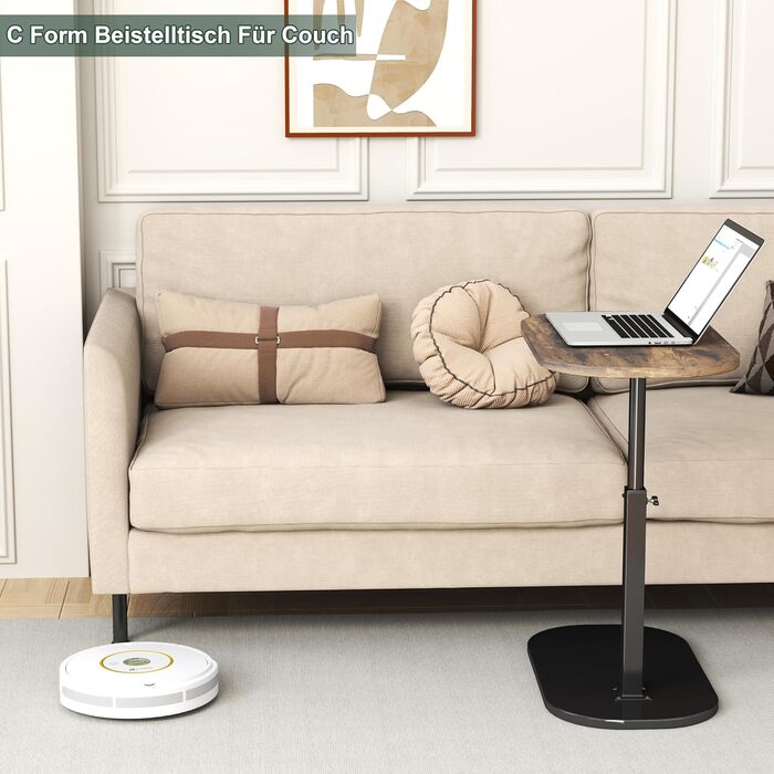 С-подібний бічний столик, невеликий дерев&39яний журнальний столик, регульований по висоті диванний столик, С-подібний бічний столик з можливістю обертання на 360 для дивана/софа, сучасний мобільний журнальний столик/бічний столик для вітальні (Black-d)