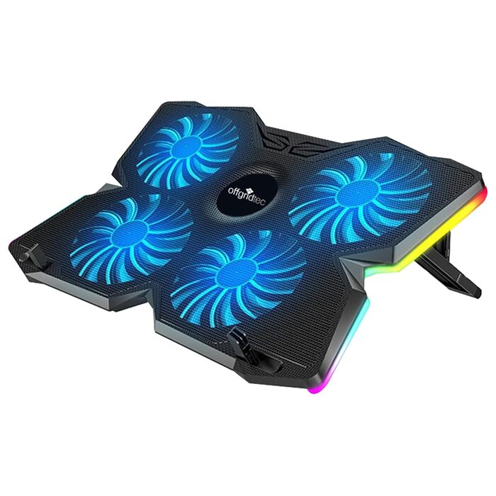 Охолоджувач для ноутбука Offgridtec K25 Pro, підставка з 4 тихими вентиляторами (1100 об/хв), 2 USB-порти, регульована висота, ергономічний дизайн для ігрових консолей та ноутбуків 10-17 дюймів, синій