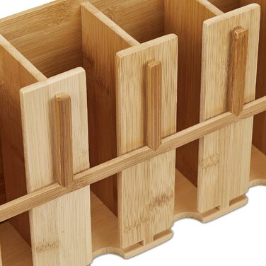 Диспенсер для чайних пакетиків Relaxdays, 6 відділень, місце для зберігання чайних пакетиків, бамбук, чайна коробка, ВxШxГ 22 x 46,5 x 10,5 см, натуральний/сріблястий