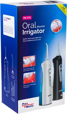 Портативний іригатор для ротової порожнини Бездротовий водний флоссер для чищення зубів та догляду за гігієною ротової порожнини, 4 насадки (Чорний), 770