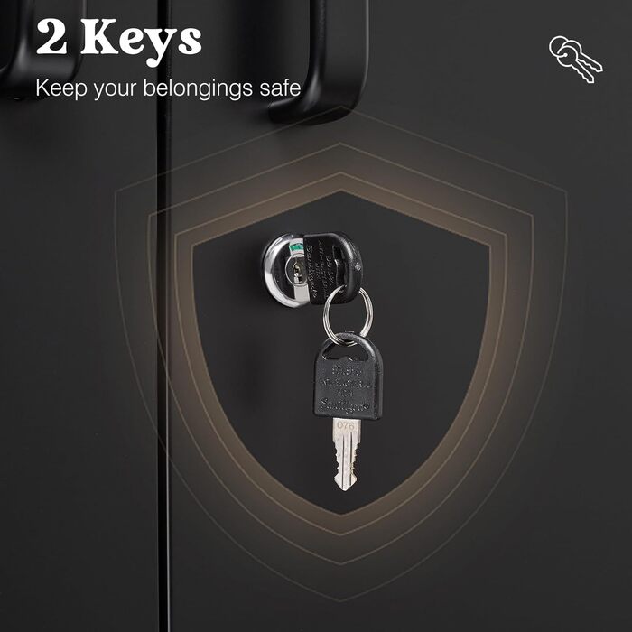 Шафа для документів, що замикається, з 2 дверима, металева шафа, сталева шафа, багатоцільова шафа, металева офісна шафа, регульовані полиці, шафа для зберігання речей для офісу, дому, гаража, 170x78x39 см, чорна