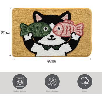 Килимок для ванної кімнати з тваринами, м&39який абсорбуючий килимок для ванної кімнати, килимок для ванної з мікрофібри, протиковзкий килимок для ванної, килимок для душу, килимок для ванної, що прається, 50x80 см (кіт)