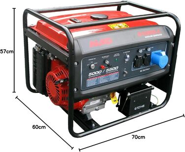 Генератор AL-KO 6500-C (потужність двигуна 5,0 кВт, об&39єм 389 куб. см, 4-тактний двигун, 2 розетки 230 В, 1 розетка 12 В, великий бак для тривалої роботи)
