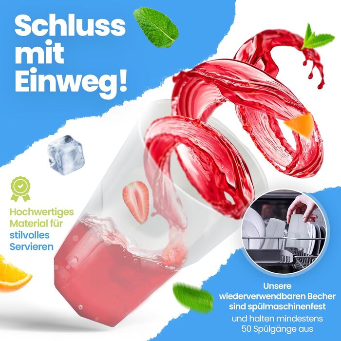 Стаканів для коктейлів 0,3 л Багаторазові пластикові стакани для пиття Стакани для вечірок Миються в посудомийній машині Небиткі Б