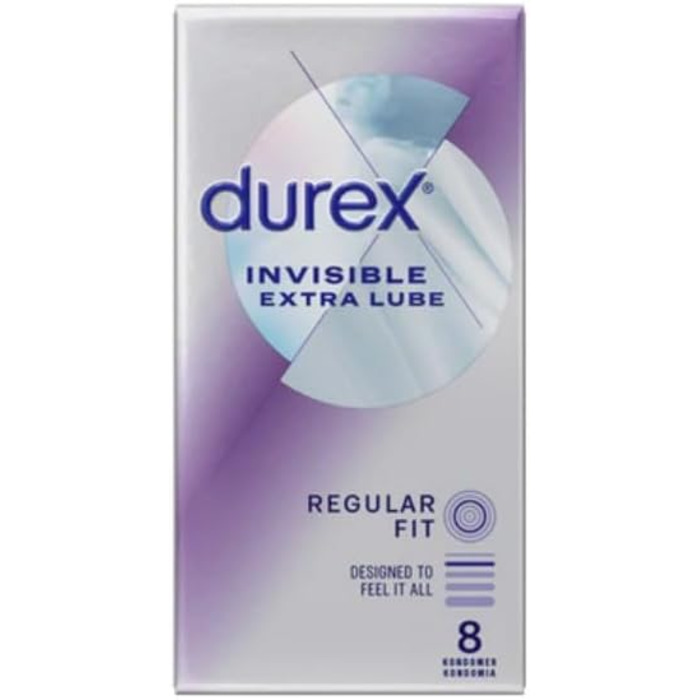 Презервативи Durex Invisible Extra Lube, 8 шт, стандартна ширина