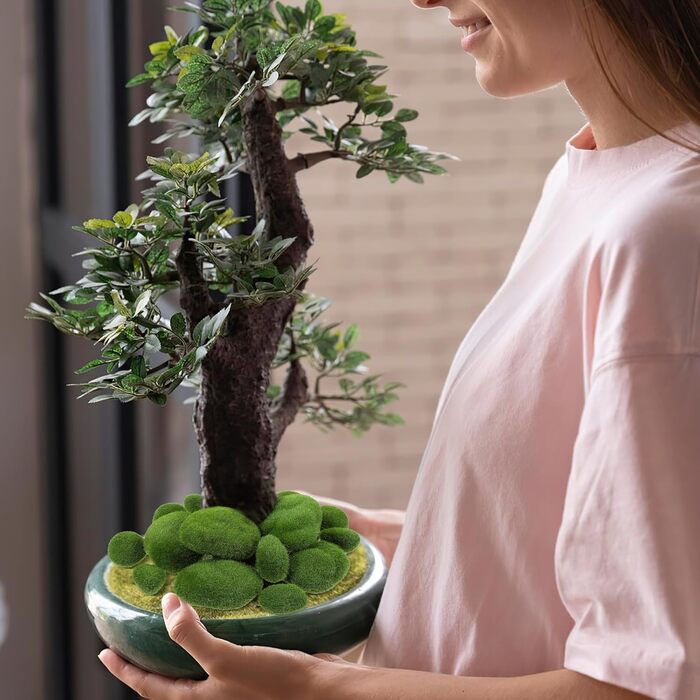 Мохові кульки штучний мох, штучні мохові камені зелені мохові кульки штучні мохові камені, куля з садового моху своїми руками, невеликі мохові камені, декоративні штучні камені для казкових садів і крафтових тераріумів, 15 шт.