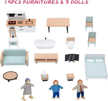 Дерев&39яний ляльковий будиночок "Гігантська квасоля", висотою 80 см, з ліфтом, дверним дзвінком, освітленням, 15 предметами меблів та 3 ляльками, іграшка-подарунок для дівчаток віком від 3 років