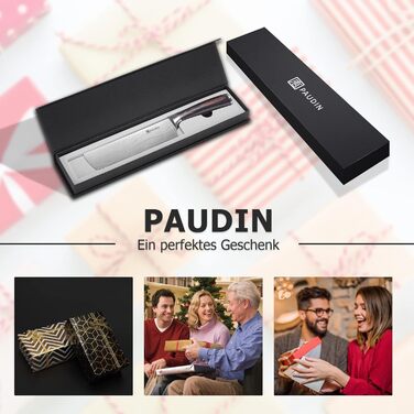 Японський ніж PAUDIN, довжина леза 17 см Ніж Нарікі Ніж для нарізання Ніж для нарізання Кухарський ніж з високоякісної нержавіючої