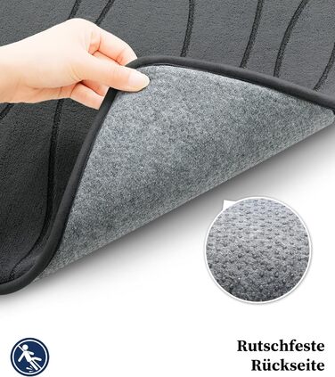 Килимок для ванної кімнати chakme з піни з ефектом пам&39яті, нековзний килимок для ванної, що миється, м&39який абсорбуючий килимок для ванної кімнати, килимок для душу для ванної кімнати темно-сірого кольору, 50x80 см