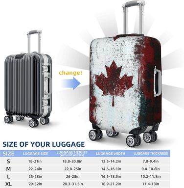 Чохол на валізу BAFAFA, дизайн Ретро-прапор Канади, з принтом, захист валізи, еластичний, стійкий до подряпин, захист від пилу, чорний, XL