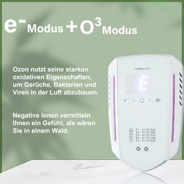 Очищувач повітря Charmline з озоном і негативними іонами, знищувач запахів, озоновий очищувач повітря, іонізатор для кімнат, генератор озону для квартир, кухонь, ванних кімнат, кімнат для тварин