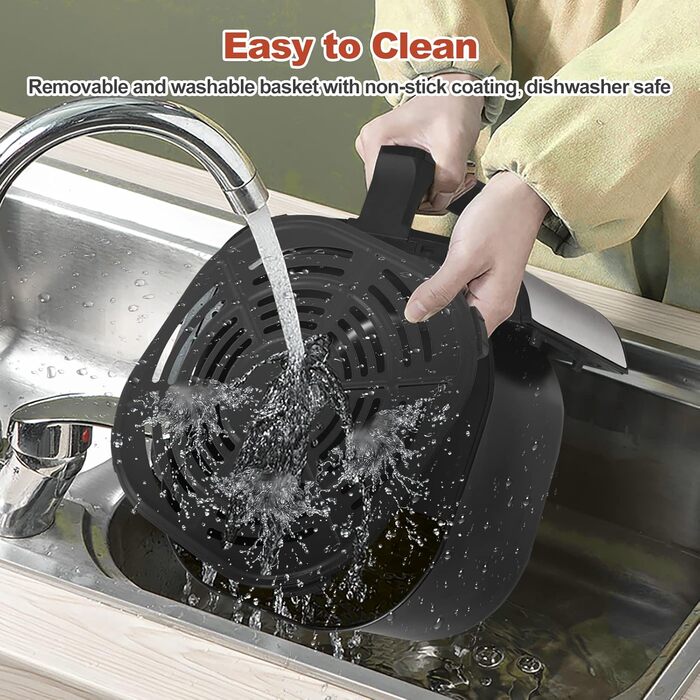 Цифрові фритюрниці TUKAILAi 5 л зі швидкою циркуляцією повітря та екраном одним дотиком, 8 попередніх налаштувань приготування, кошик з антипригарним покриттям, таймер контролю температури, кошик з антипригарним покриттям, безмасляна картопля фрі для дому