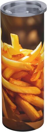 Кухоль з прямою трубочкою, 590 мл, дизайн картопля фрі, дорожній кухоль з принтом, підходить для кемпінгу, офісу та дому