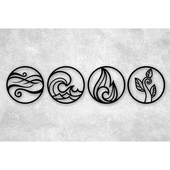 Чотири елементи дерев'яного настінного декору Чорний настінний живопис - зроблено в Німеччині - (XL - Кола, чорний) XL - Кола чорн